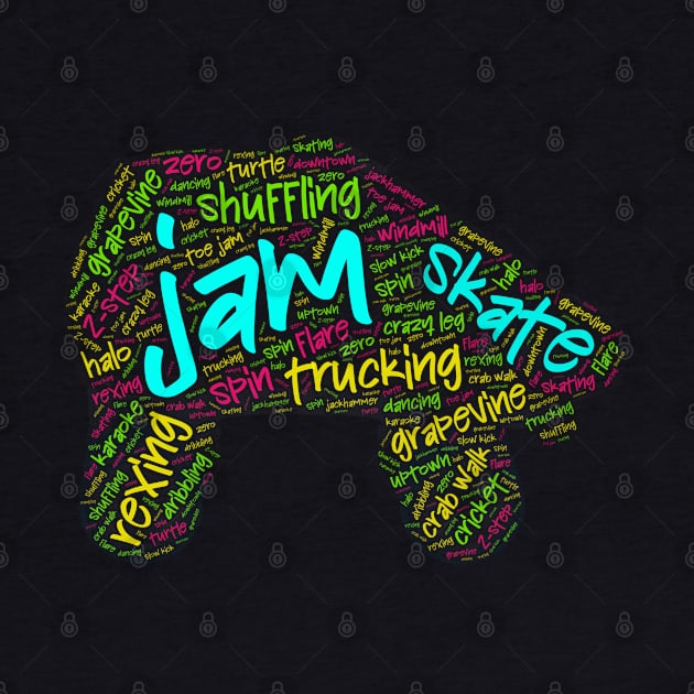 Jam Skating Wordcloud for Darker Backgrounds by WYL - Words You Love